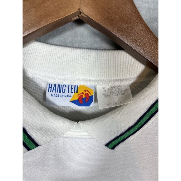 Vtg Hang Ten Mens Sweatshirt Regatta Nautical Striped Collared Made in USA Sz L - Picture 2 of 5